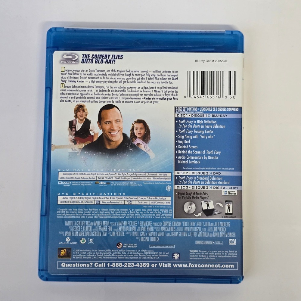Tooth Fairy Dwayne Johnson Blu-ray DVD Combo Blue Family Comedy - Picture 2 of 6